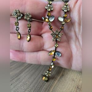NEW💫Copper Bronze Crystal Necklace & Earrings Set